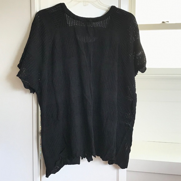 WOMAN WITHIN 100% Cotton Knit Cardigan Tie Neck Black Top Women’s Plus Size 4X - Picture 7 of 16